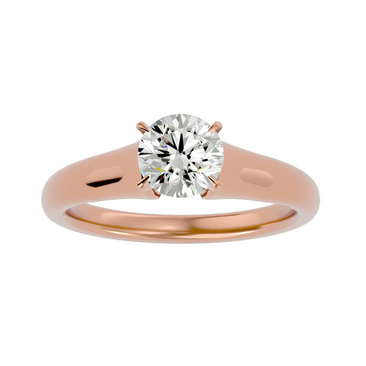 Knife-edge round diamond engagement ring