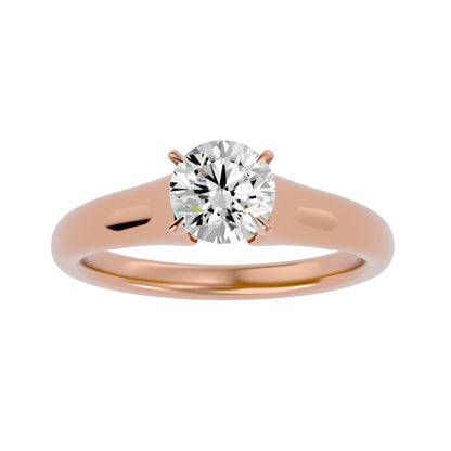 Knife-edge round diamond engagement ring