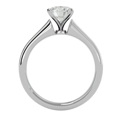 Knife-edge round diamond engagement ring