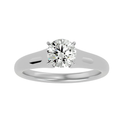 Knife-edge round diamond engagement ring