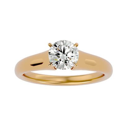 Knife-edge round diamond engagement ring