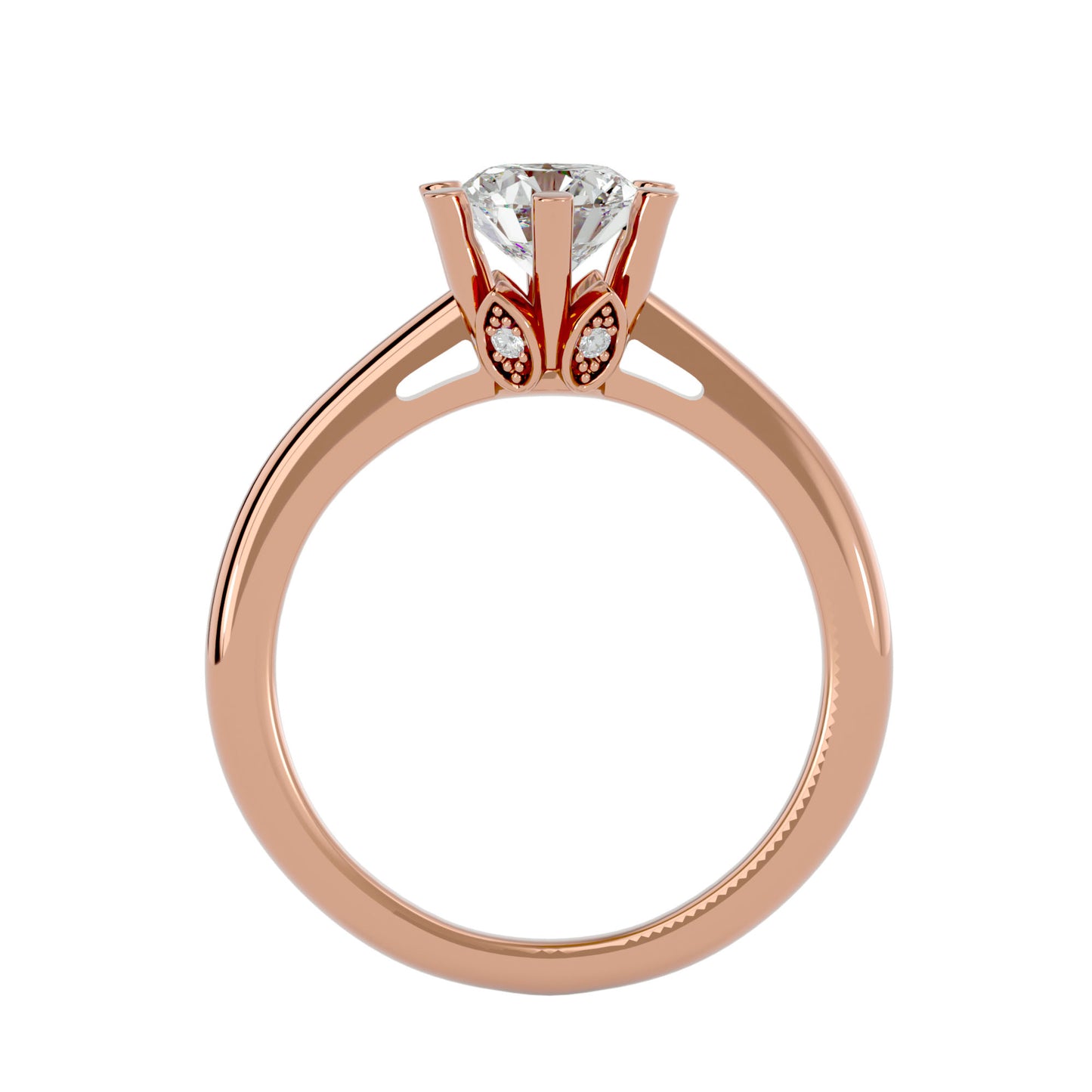 Half bezel round diamond engagement ring