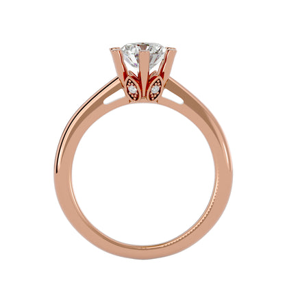 Half bezel round diamond engagement ring