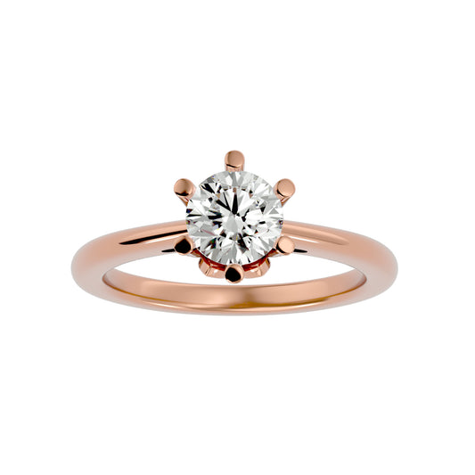 Half bezel round diamond engagement ring