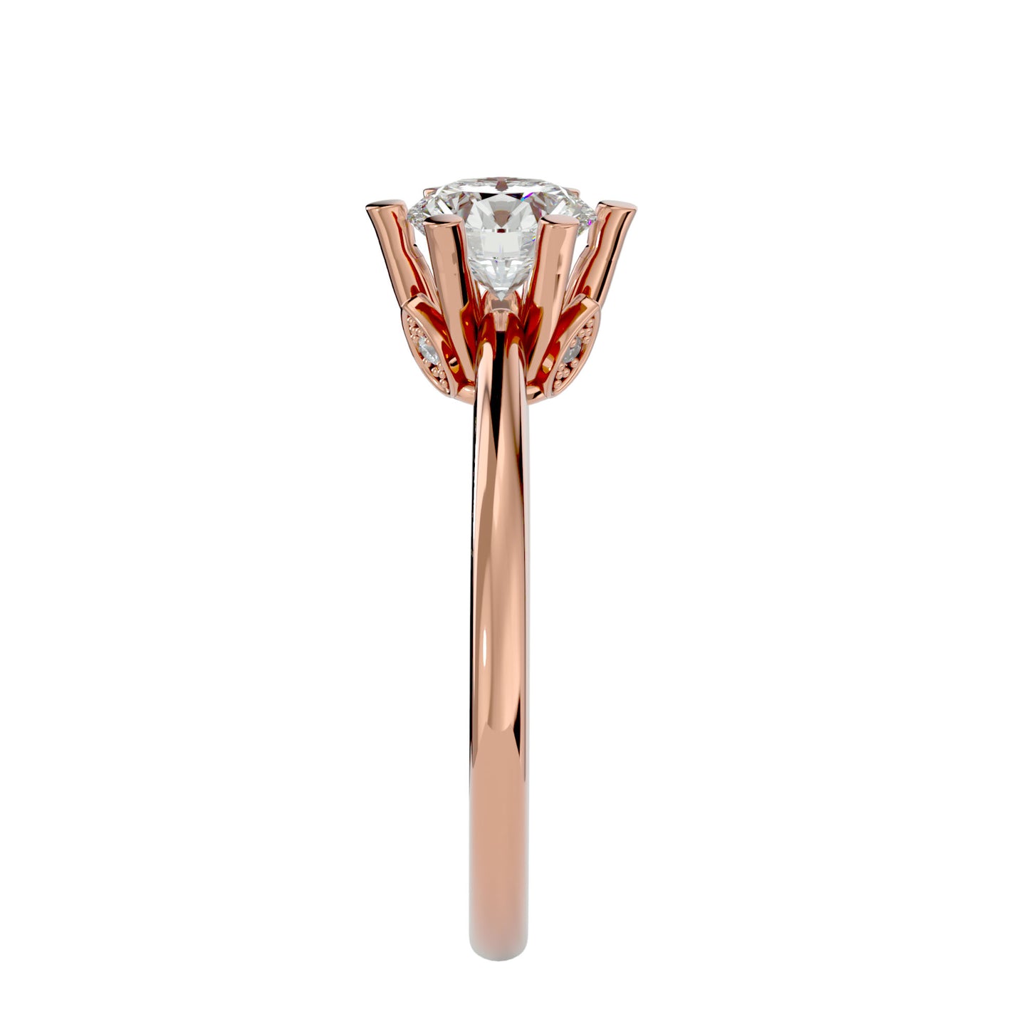 Half bezel round diamond engagement ring
