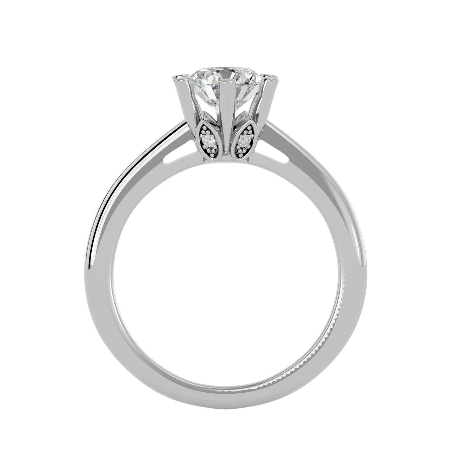 Half bezel round diamond engagement ring