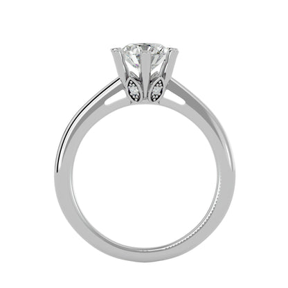 Half bezel round diamond engagement ring