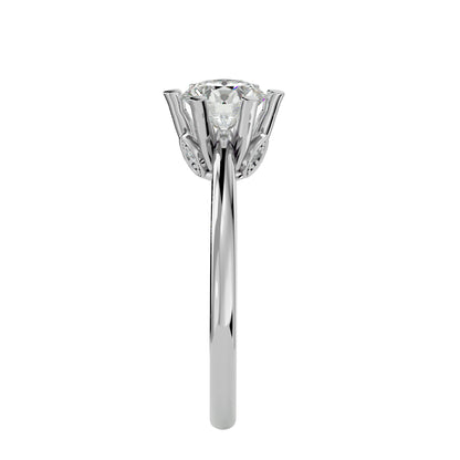 Half bezel round diamond engagement ring
