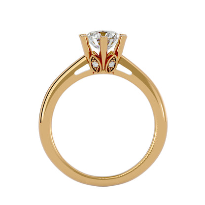 Half bezel round diamond engagement ring