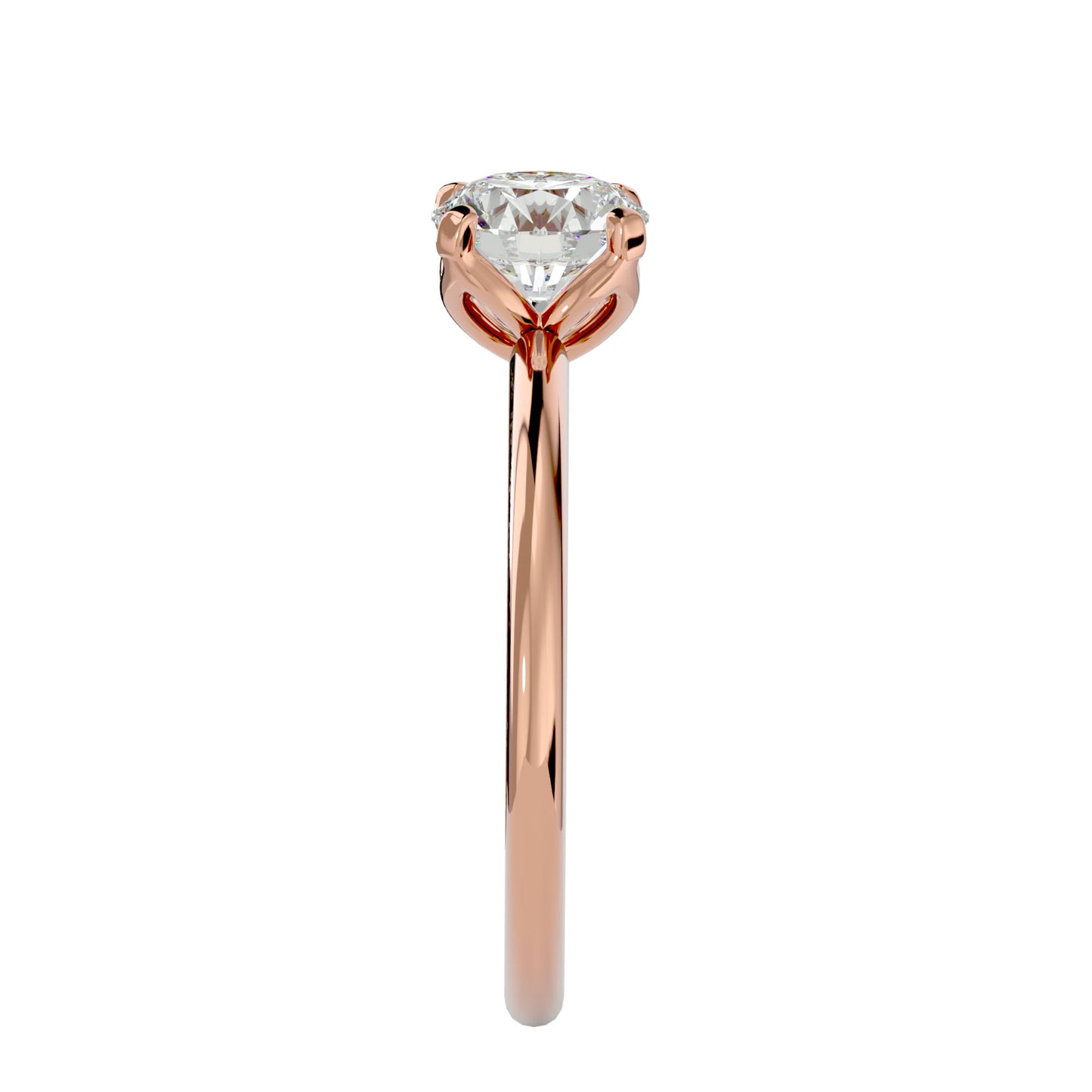 Spiral round diamond engagement ring