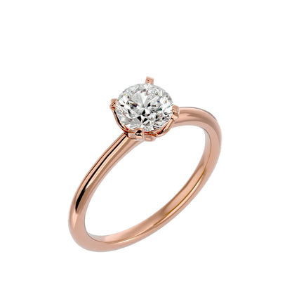 Spiral round diamond engagement ring