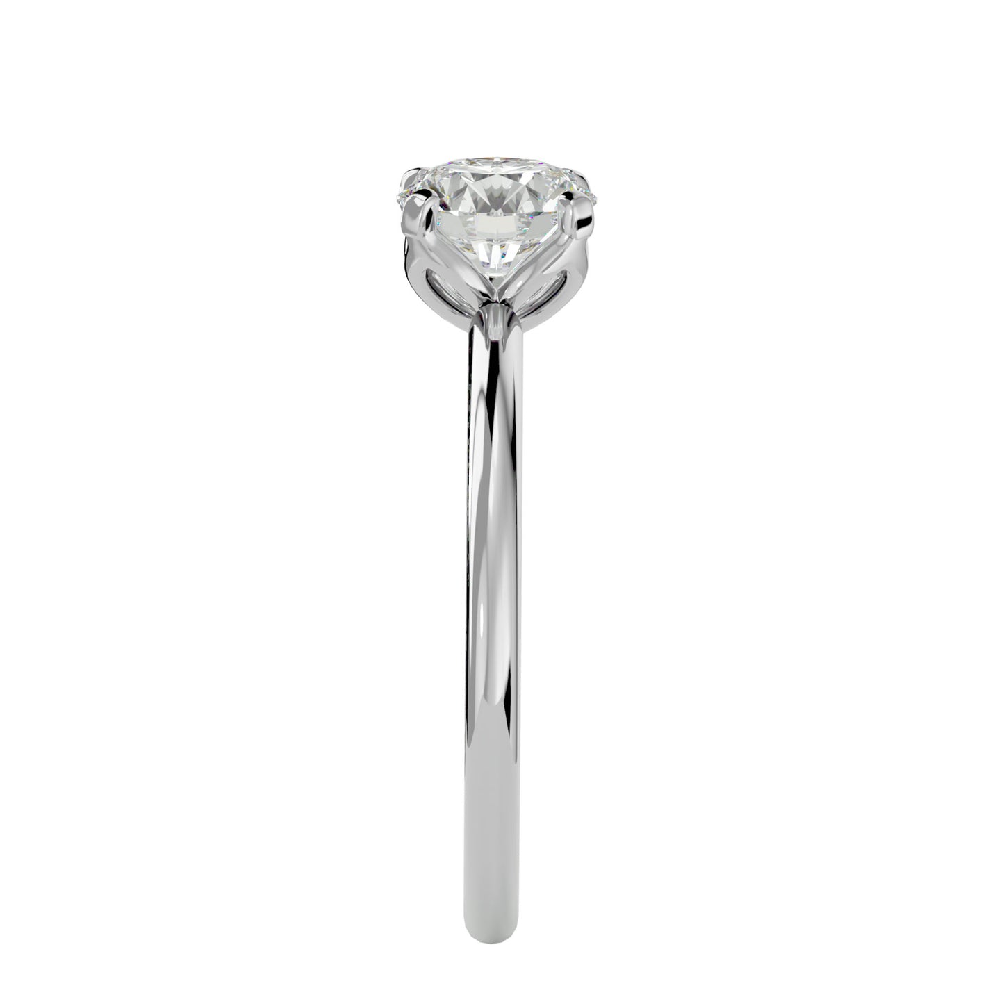 Spiral round diamond engagement ring