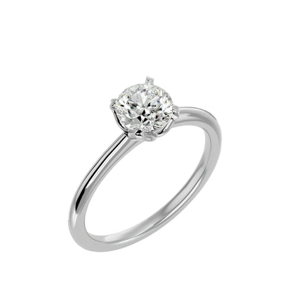 Spiral round diamond engagement ring