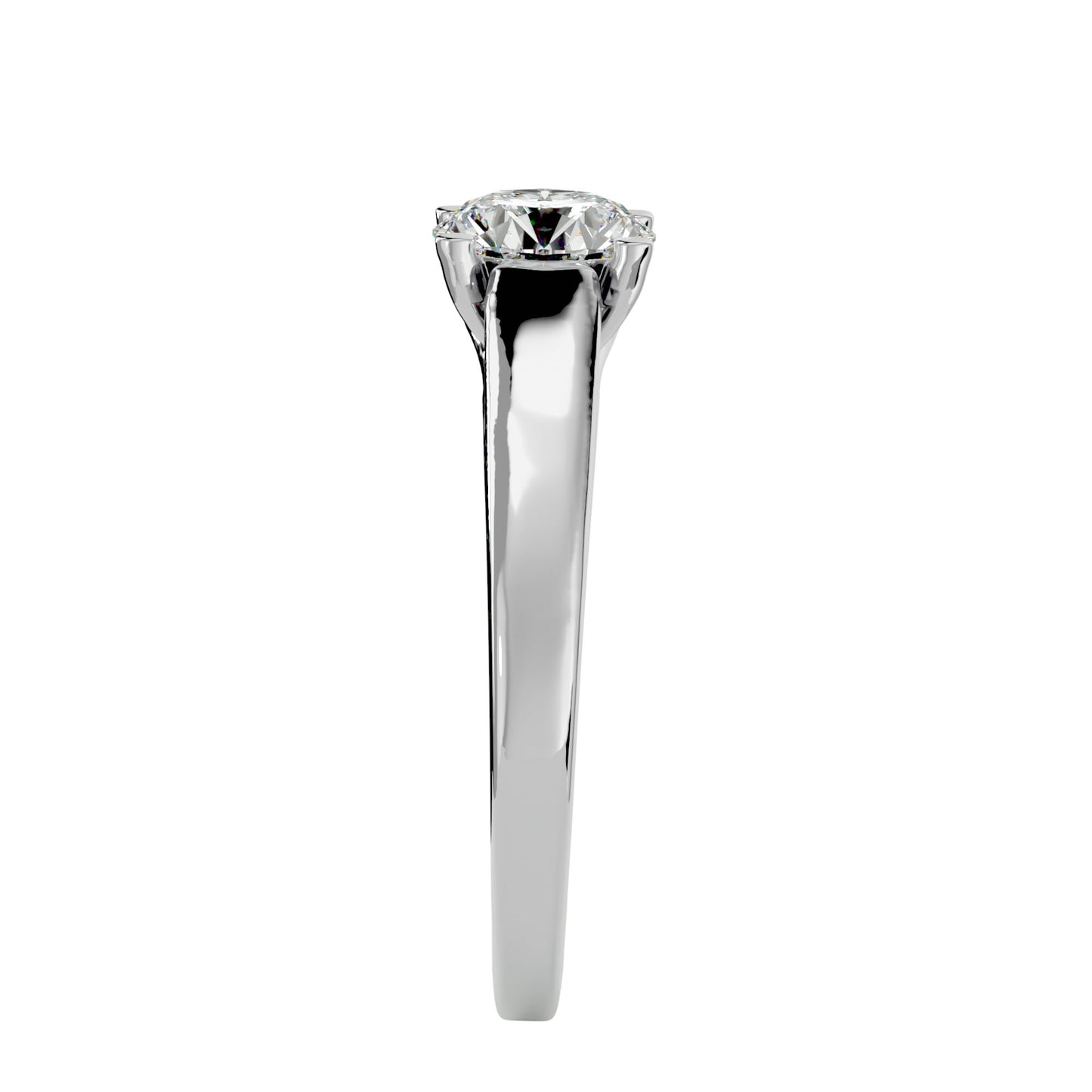 Round bypass diamond engagement ring