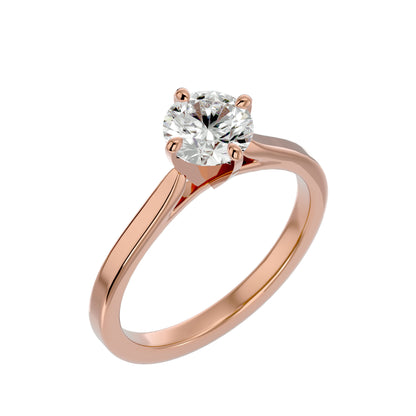 Bubble shank round diamond engagement ring