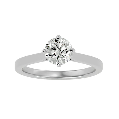 Bubble shank round diamond engagement ring