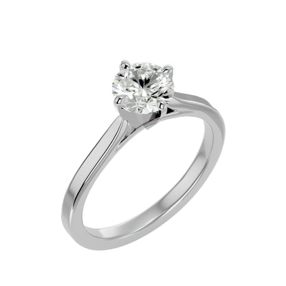 Bubble shank round diamond engagement ring