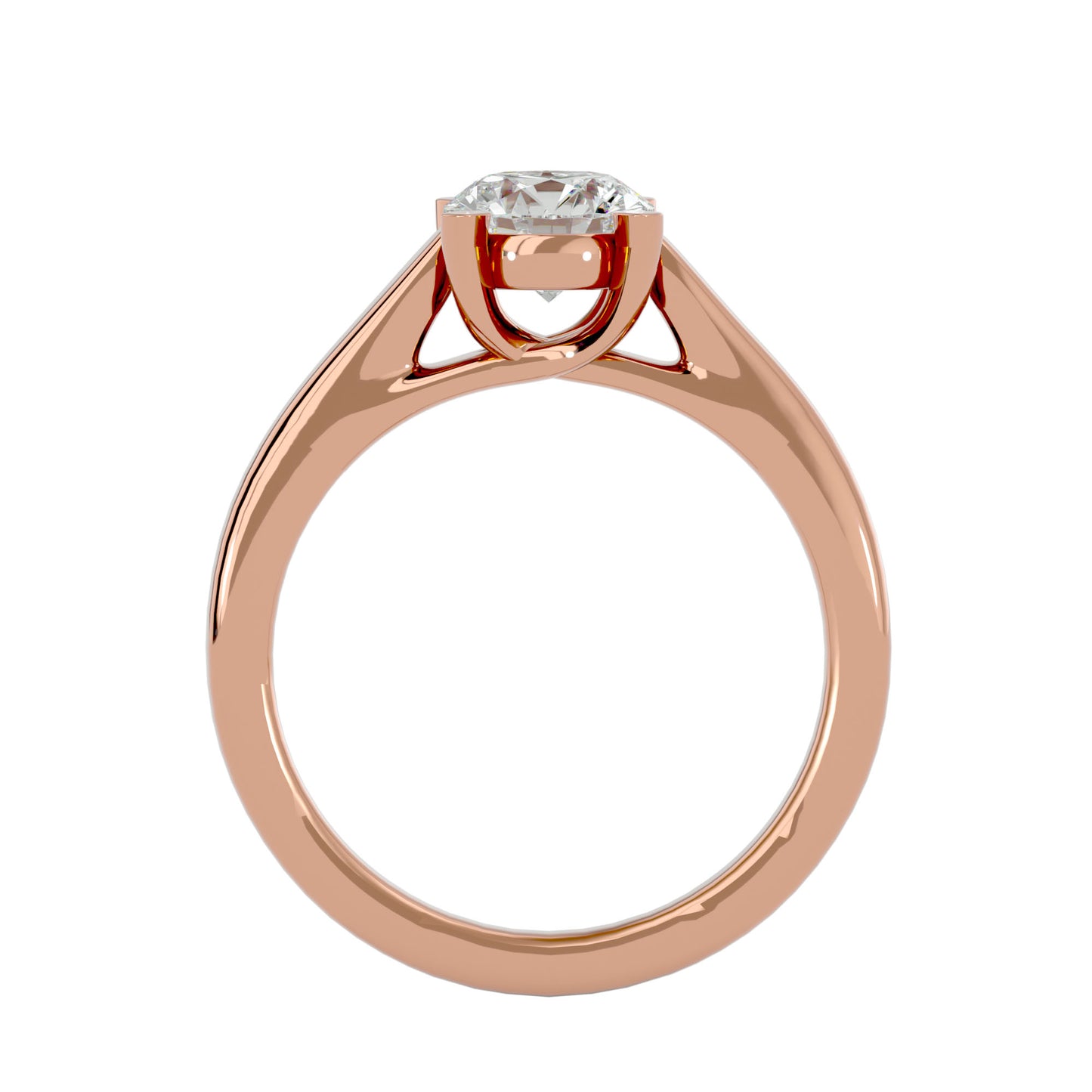 Bypass shank round diamond engagement ring