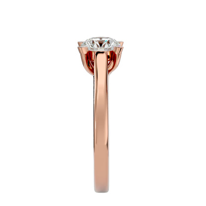 Bypass shank round diamond engagement ring
