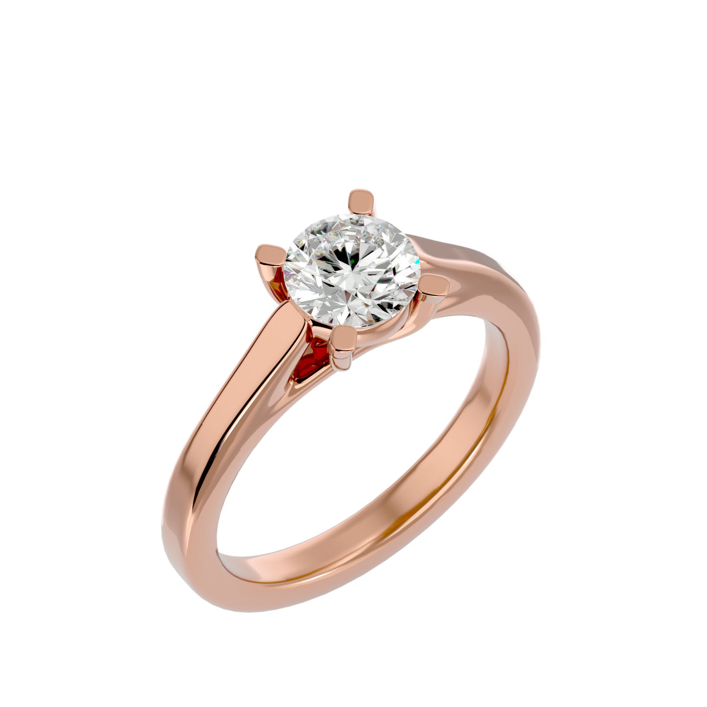 Bypass shank round diamond engagement ring