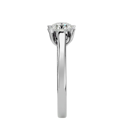 Bypass shank round diamond engagement ring
