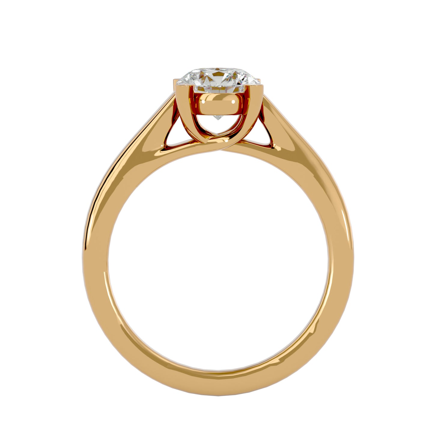 Bypass shank round diamond engagement ring