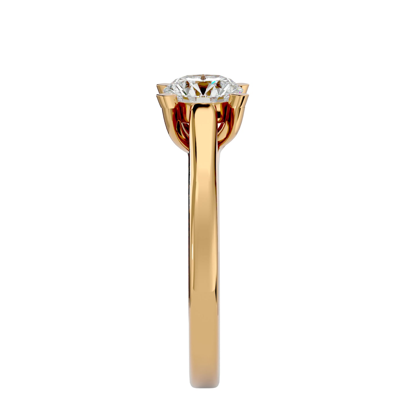 Bypass shank round diamond engagement ring