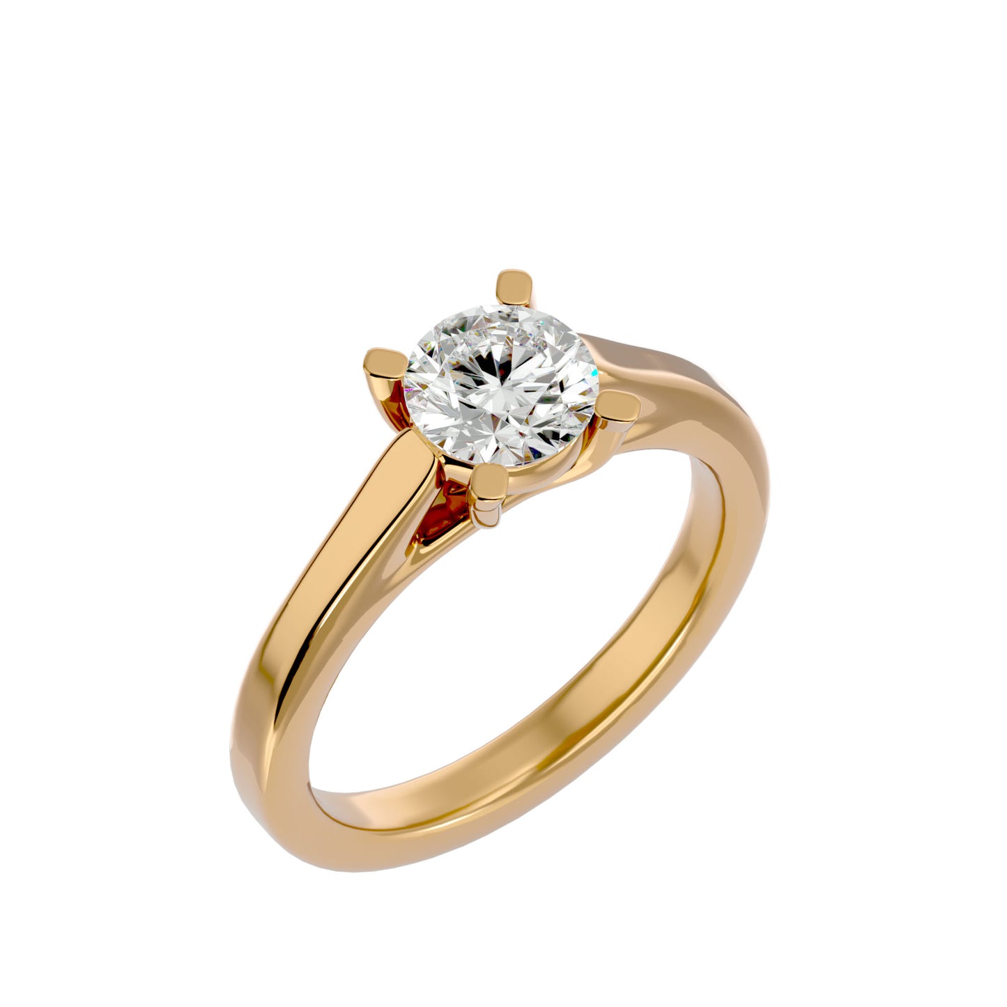 Bypass shank round diamond engagement ring