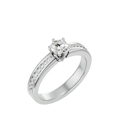 Indigo six prong diamond engagement ring